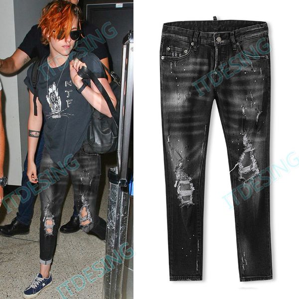 

woman black slim-fit biker denim pants 2020 distressed solid zip pocket denim cotton jeans for girls, Blue