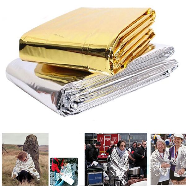 

outdoor folding safety survival emergency blanket 210cm*130cm silver/gold emergency survival shelter outdoor camping sos emergency blanket