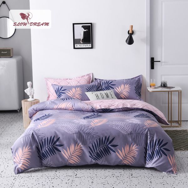 

slowdream leaf printing bedding set no quilt complete set duvet cover flat sheet pillowcase bed linen bedspread bedclothes