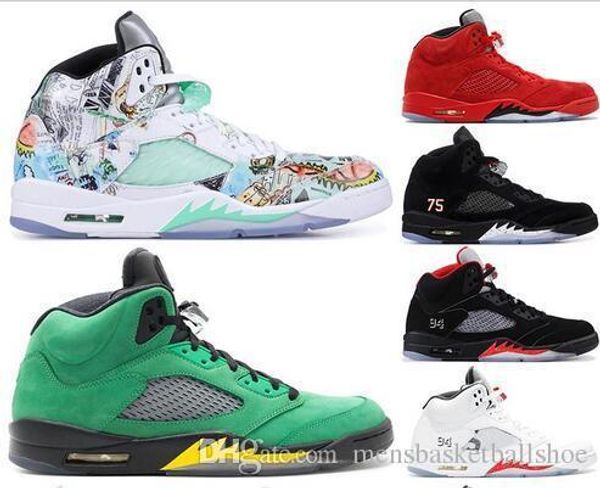 

wings new 5 5s mens basketball shoes psg black white grape laney international flight fresh prince oreo sports sneakers designer shoes 7-13