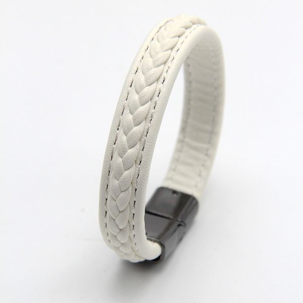 

bracelet male leather braided new fashion handmade bangles magnetic buckle bracelets mens solid color jewelry gift accessories, Golden;silver