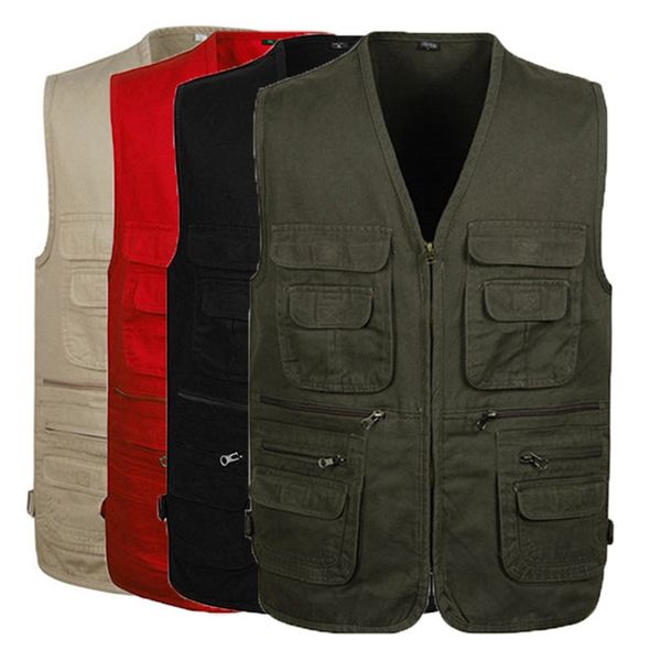 

fashion vest for men wholesale men's multi-pocket pgraphy vest men casual reporter director fishing vest,ga144, Black;white