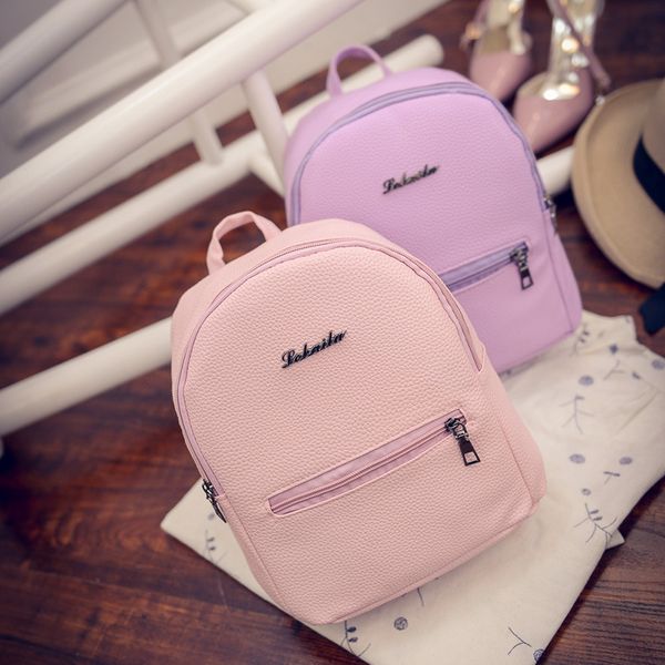 

mini shoulder bag pu leather fashion girl candy color small backpack female bag sweet college wind lady backpack