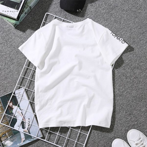 

2019 summer couples t shirt lovers for lady student casual white female t shirt love heart embroidery print tshirt