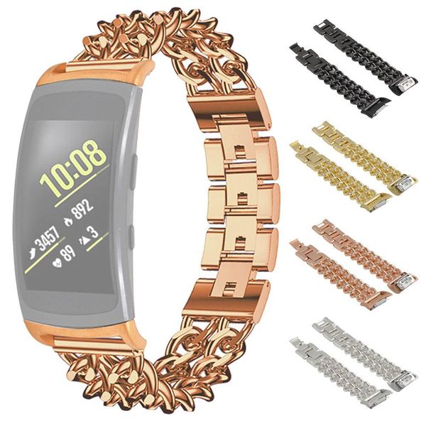 

stainless steel chain bracelet smart watches band strap for samsung gear fit 2/ fit 2pro fashion 2019 decor luxury band, Black;brown