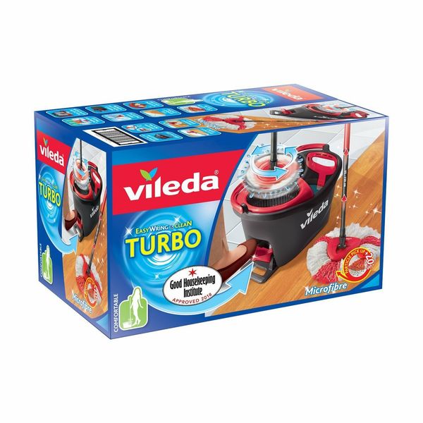 

Vileda ea y wring and clean turbo microfibre mop and bucket et grey