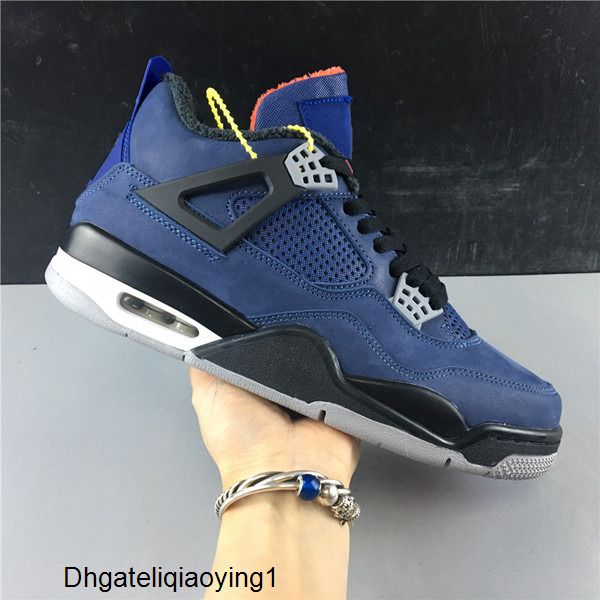 

wholesale new 4 iv wntr loyal blue low men basketball shoes 4s suede sports outdoor fashion trainers sneakers with box size 7-13, Black