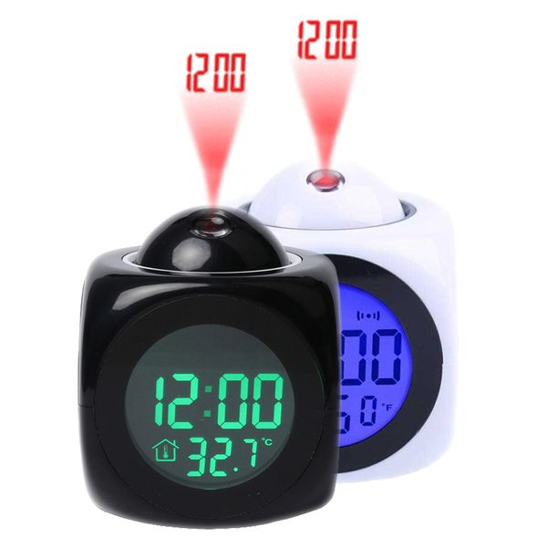 

fashion attention projection digital weather lcd snooze alarm clock projector color display led backlight bell timer home decor