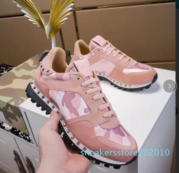 

2019 luxury designer rock stud sneaker shoes women,men casual shoes rock runner trainer party wedding shoes s10, Black