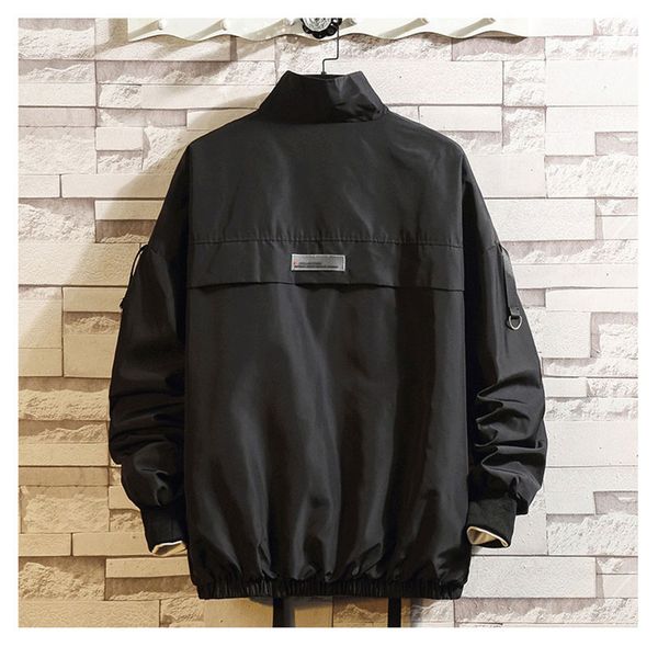 

men streetwear hip hop bomber jacket 2020 man harajuku ribbons pockets windbreaker korean fashions clothing plus size, Black;brown