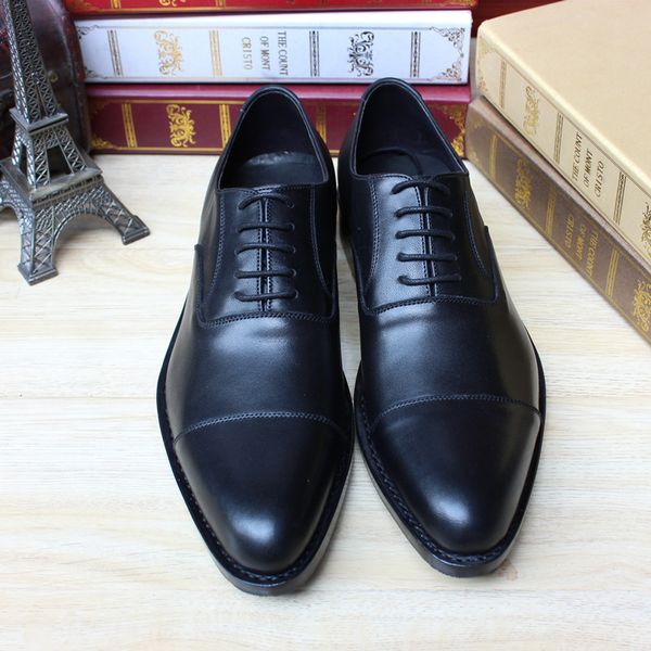 

multi-color goodyear handmade men cow leather business custom-made shoes calfskin sole custom, Black
