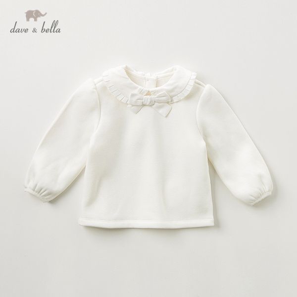 

dave bella winter baby girls cute removable bow t-shirt children long sleeve girls kids fashion tees t200413, Blue