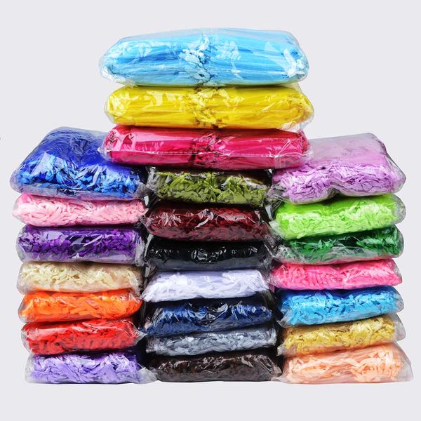 

500pcs/lot wholesale organza bags 7x9 9x12 10x15 13x18cm drawable wedding packaging gift bag party jewelry bags pouches, Black;white