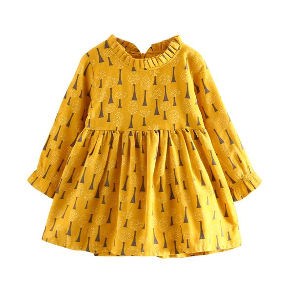 

fashion baby print dress 2019 autumn new girls' children's clothing long sleeve princess dress children clothing cartoon, Red;yellow