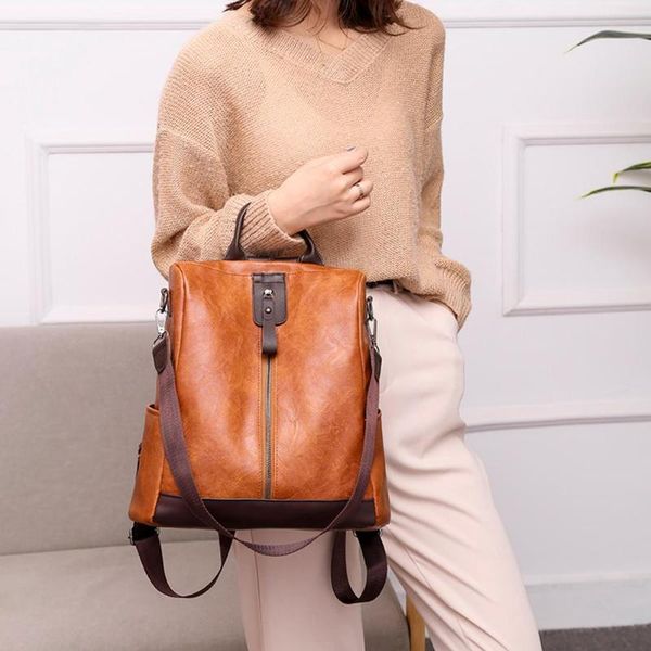 

new fashion backpacks portable teenagers casual school backpack leather travel outdoor shopping shoulder bag leisure daily