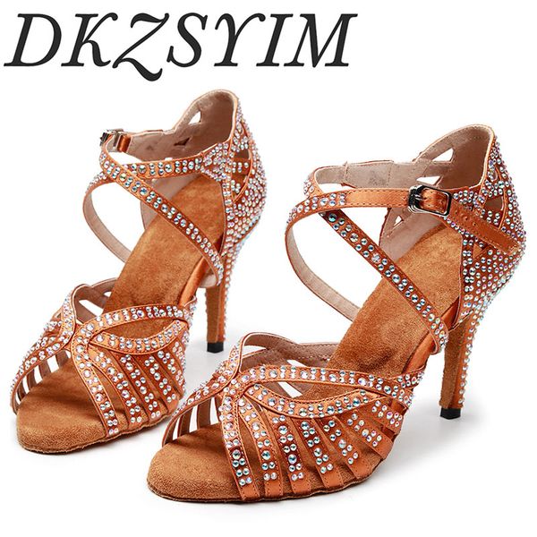 

dkzsyim discounts and promotions jazz salsa ballroom latin dance shoes for dancing women heels summer rhinestone black sand