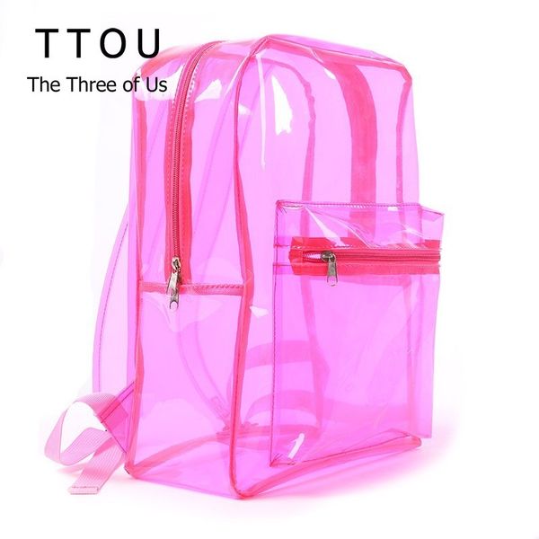 

ttou women transparent pvc backpack female clear jelly travel backpack purse crystal beach bag portable lady jelly bag