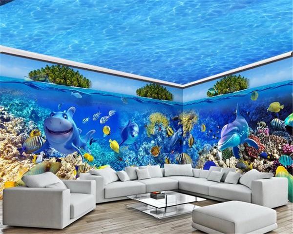 3D Wallpaper Wallpaper Summer Cool subacquea intero mondo Custom House murale Wall Background Soggiorno Camera da letto Wallcovering HD