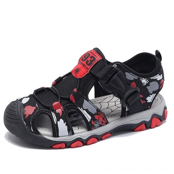 

2020 summer kids brand closed toe toddler boys shoes spiderman sandals orthopedic sport leather baby boys beach sandals shoes, Black;red