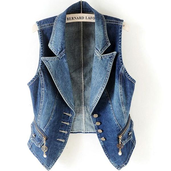 

plus size 3xlslim vintage frayed jeans vest women, Black;white