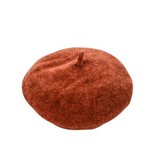 

winter new ladies warm chenille beret female japanese out casual pumpkin hat, Blue;gray