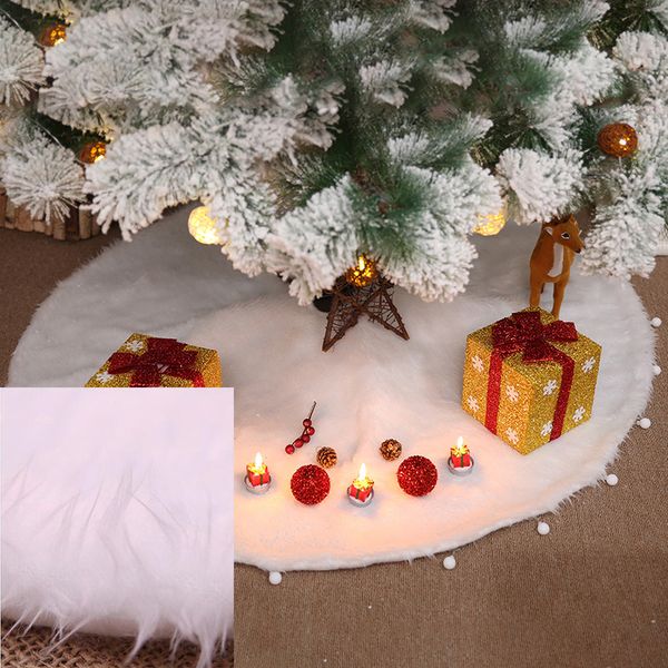 

1pc white plush christmas tree skirts fur carpet merry christmas decoration for homel tree skirts new year decoration