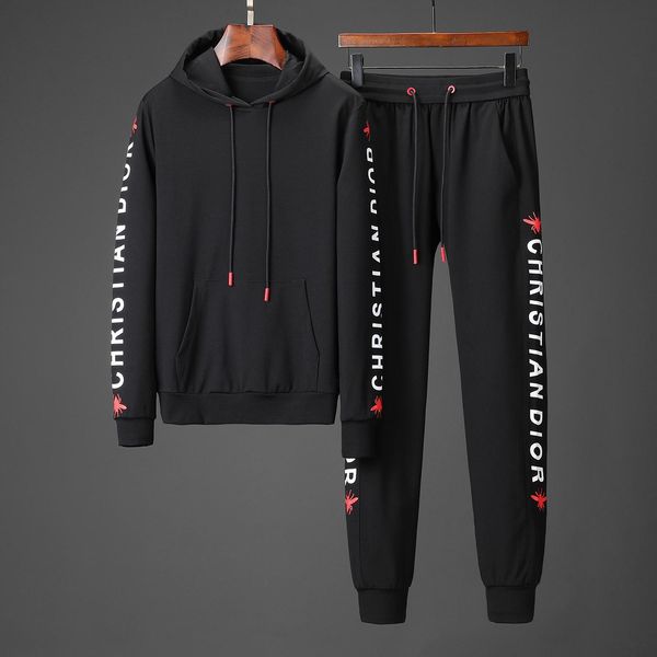 

mens 2019 clothes tracksuits mens two piece outfits black letter print hoodie sweatshirt elastic waist pants 2pics suit mens clothing 6-32-a, Gray