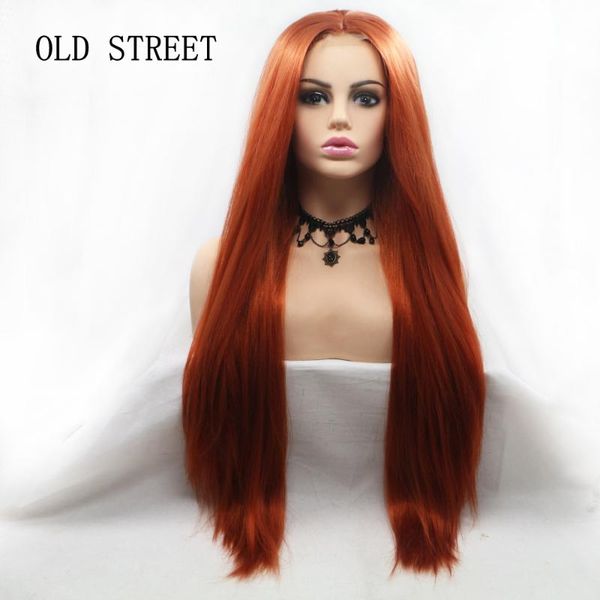 

single color wig middle part silky straight synthetic lace front wigs with baby hair heat resistant glueless lace wigs for women, Black