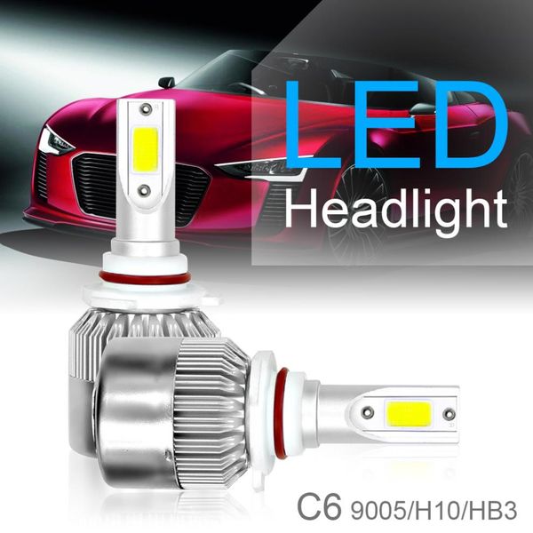 

1pair 9005 / h10 / hb3 c6 10800lm 6000k cob led car headlight kit light bulbs waterproof 120w auto headlamp