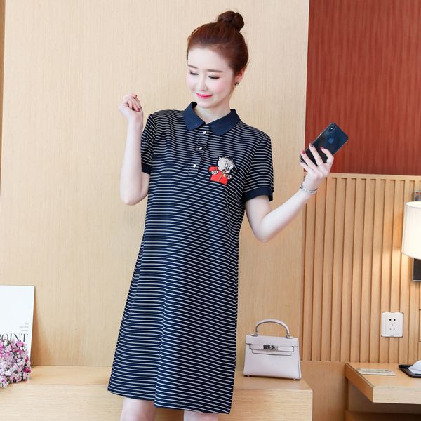

new women long shirts short sleeve shirts ladies turn-down collar ladies tees embroidery piggy, White