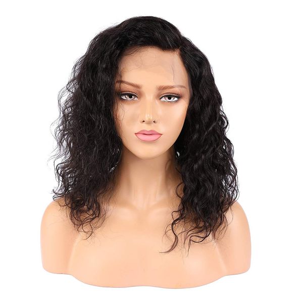 

16 inces human hair wigs with brazilian virgin hair 130% density lace front wigs human hair for black women, curly natrual color wigs