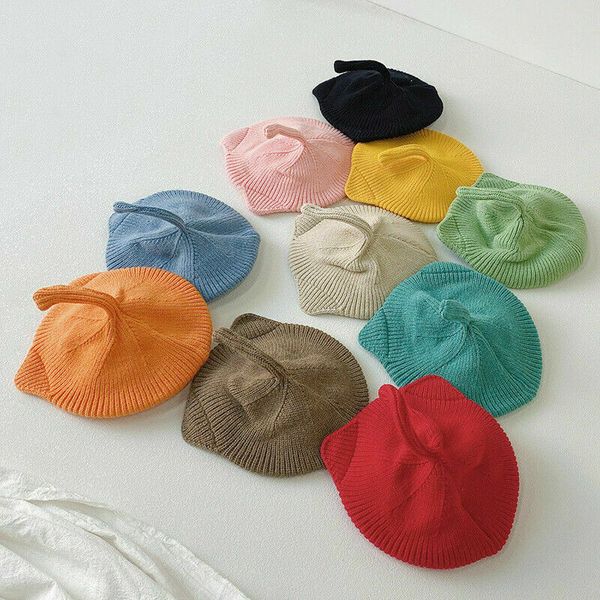 

милые дети береты шапки шапка девушка ребенок зима теплая новая вязаная шапка берет шапка, Blue