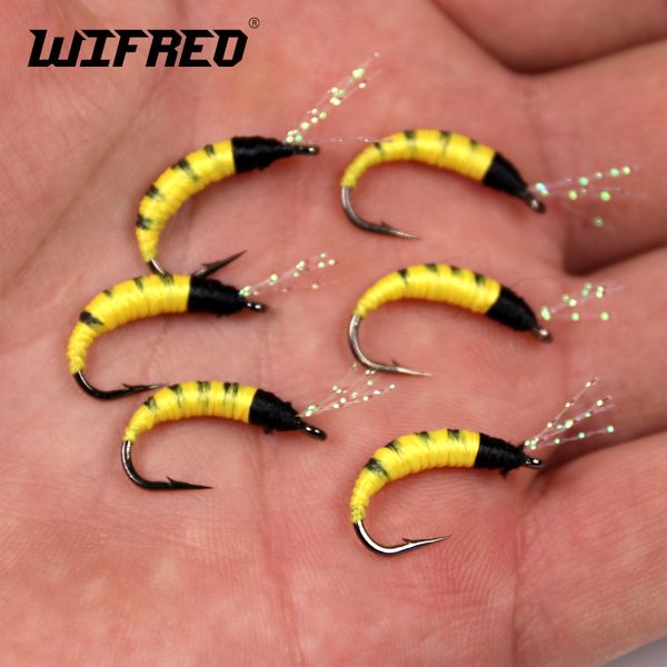 

wifreo [10pcs] size #6 yellow pupa larva nymph for trout bass fishing