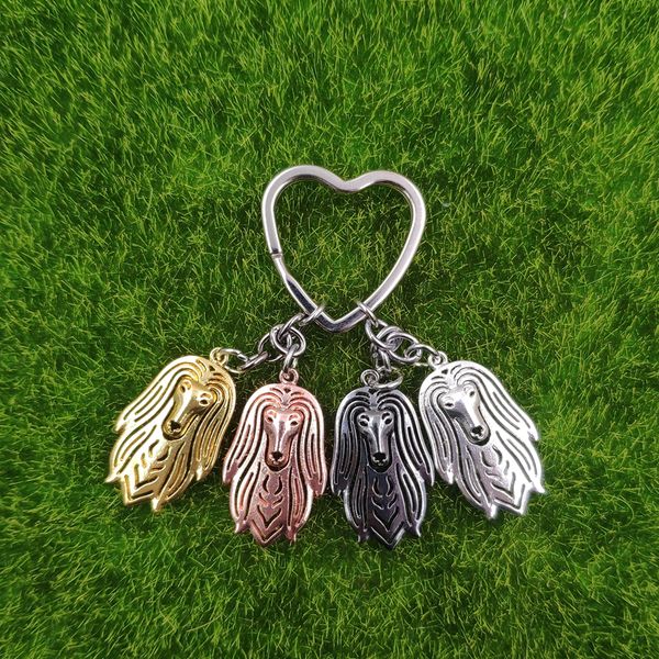

2019 new fashion afghan hound dog animal cute gold silver plated keychain for bag car women men love christmas day k190, Slivery;golden