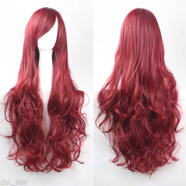 N1637 Long Wavy Curly Hair Crimp Cosplay Fashion Wig Colors Heat