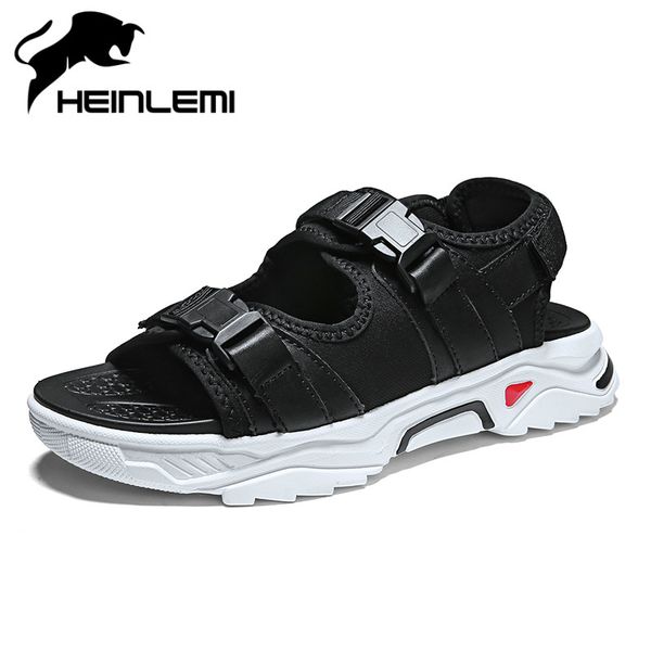 

sandals heinlemi fashion hard-wearing vintage style shoes men ultralight man british leather sandali uomo, Black