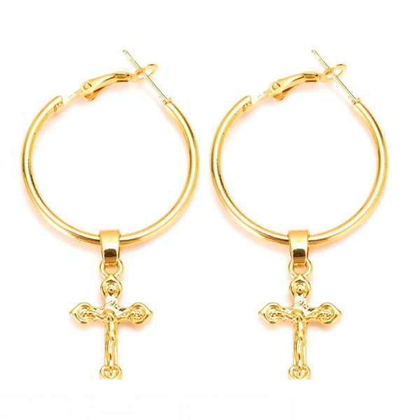 

solid gold gf charm knot cross earrings women girl special design christian party jewelry fine god bless women gifts, Silver