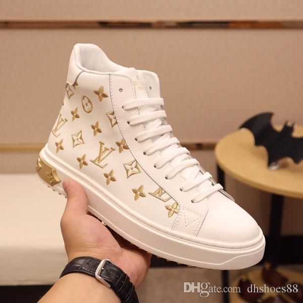 

2020 new fashion superstar high-men's shoes sneakers casual rivet flat shoes men's sports lace-up ankle boots spiked shoes, Black