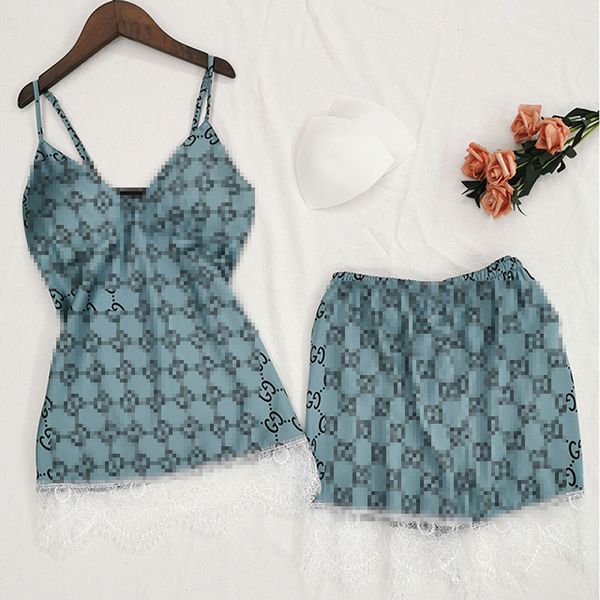 

8 style women lace suspender sleepwear sets summer with chest pad leopard printed pajamas girls nightdress casual home clothing