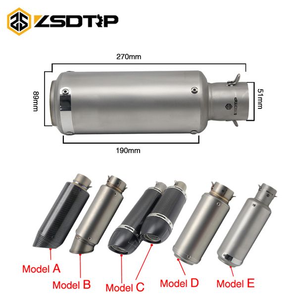 

zsdtrp 51mm motorcycle exhaust pipe muffler sc real carbon fiber exhaust pipe sticker without moveable db killer