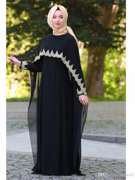 

setwell muslim arabic black evening dresses long sleeves lace appliques floor length long plus size special occasion gowns formal dress, Black;red