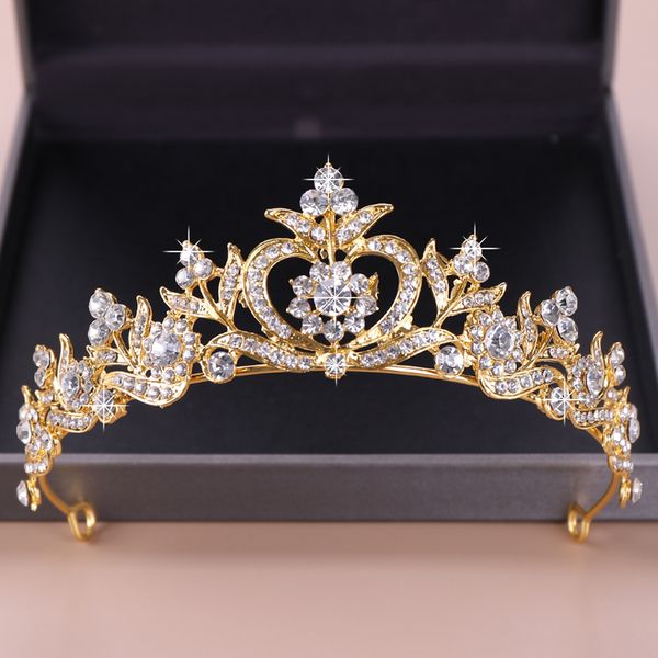 

women plant hair jewelry wedding tiara european bride rhinestone gold silver color wedding tiaras crown bridal hair accessories, White;golden
