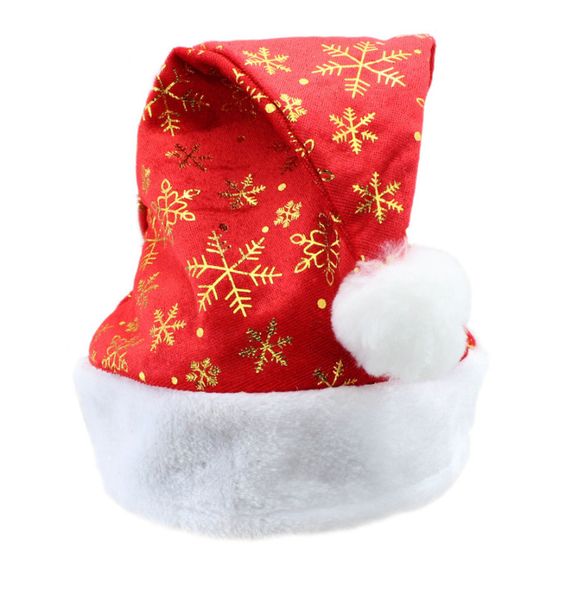 

christmas party supplies santa hat short plush print snowflake christmas hat