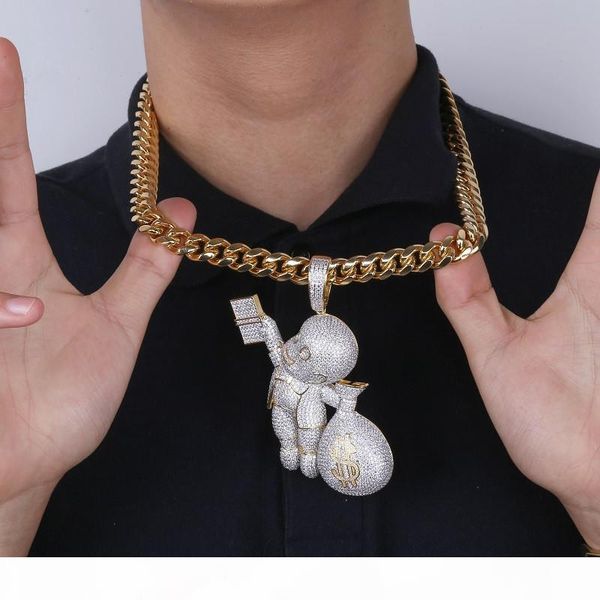 

hip hop дизайнер ювелирных изделий класса люкс diamond necklace gold майами кубинский link chain micro асфальтовая bling cz punk, Silver