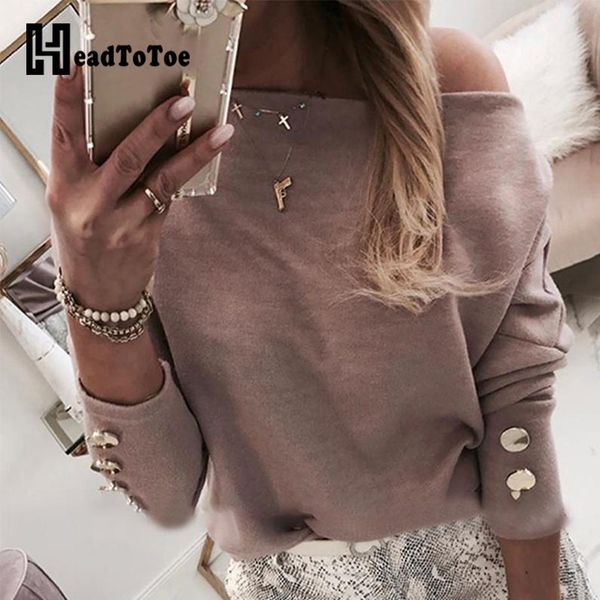 

women batwing long sleeve buttoned blouse women autumn solid casual, White