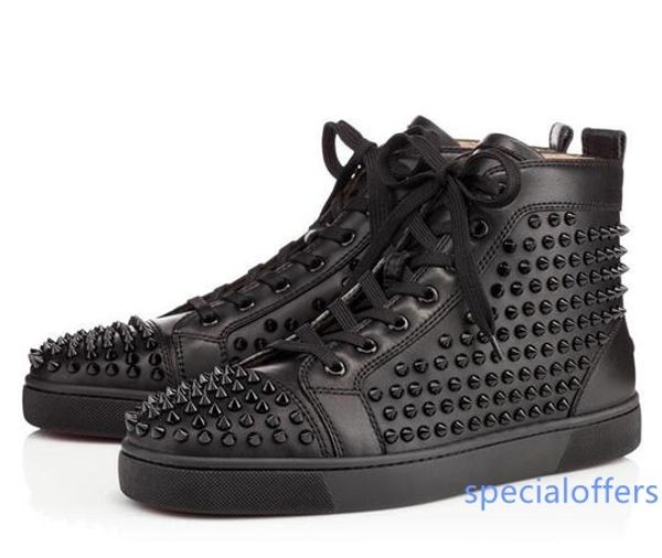 

fashion high spikes shoes ,black leather red bottom sneakers for men and women party leisure sneakers flats sports casual shoes 35-46