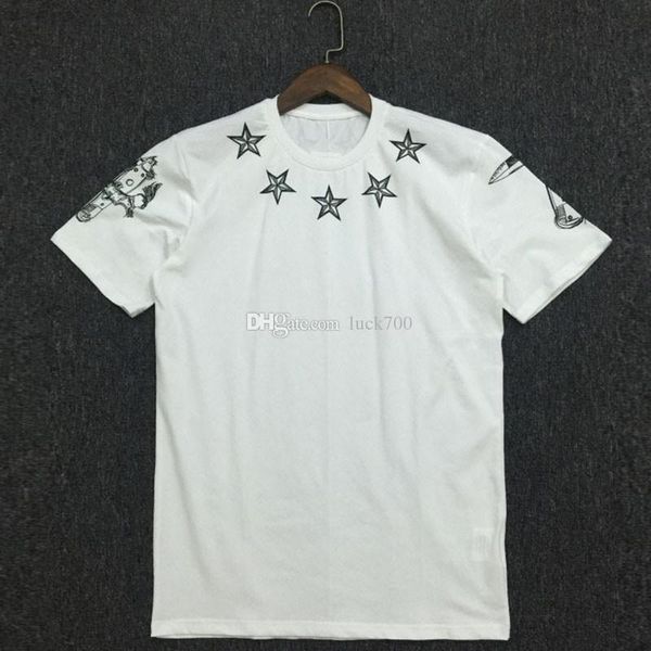 

19ss роскошные мужские дизайнерские футболки мода повседневная пара с коротким рукавом мужская звезда печати повседневные тройники черный бе, White;black