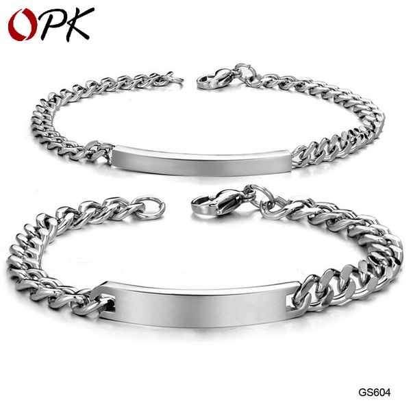 

opkfashion simple and smooth bracelet for men and women couple titanium steel bracelet accessories personal jewelry, Black