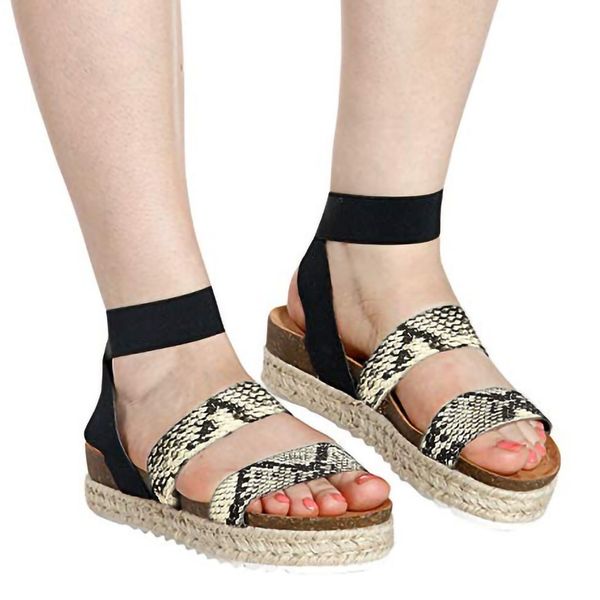 

women platform sandals nice fashion snake print summer shoes gladiator sandals women flat sandalias, Black