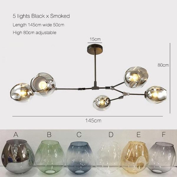 Globo di vetro a led Lampadari Luci Lampadario moderno nordico Illuminazione a sospensione Lampada a sfera in vetro Luci 110v-220v